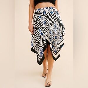 Maeve Black and Blue Floral Midi Skirt